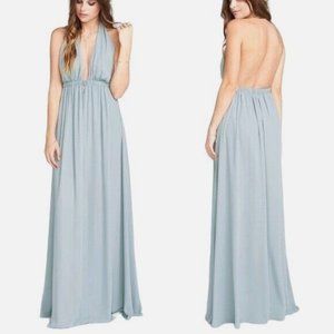 Show Me Your MuMu Luna Halter Maxi Dress Size XXS Womens Silver Sage Crisp